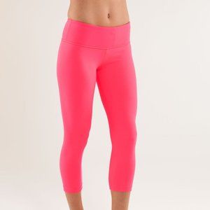 NWT Pink Lululemon Wunder Under Crop Legging